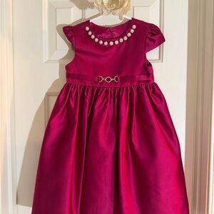 American Princess Fuchsia Satin Pearl-Embellished Formal Dress